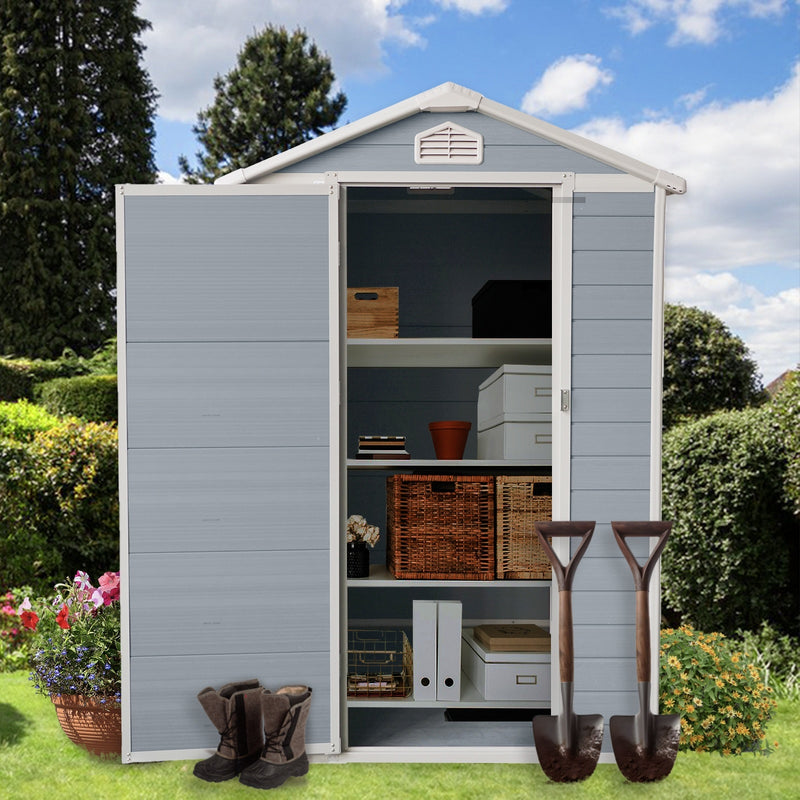 6x4ft Resin Outdoor Storage Shed Kit-Perfect To Store Patio Furniture,Grey