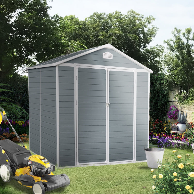 8x6ft Resin Outdoor Storage Shed Kit-Perfect To Store Patio Furniture,Grey