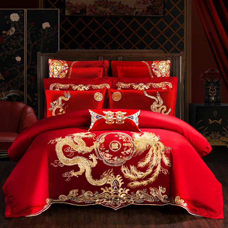 Embroidered cotton bedding