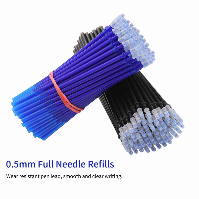 100 Pieces Blue Ink Erasable Gel Ink Pen Refills Fine Point 0.5mm Replacement Gel Pen Refills for Erasable Pens Office School Writing Stationery Supplies