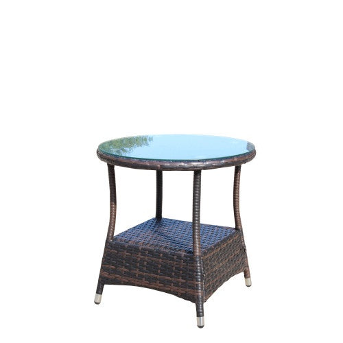 Outdoor Patio Furniture 1 Round Coffee Table With Clear Tempered Glass