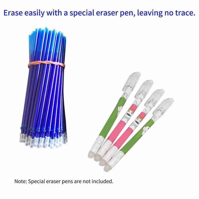 100 Pieces Blue Ink Erasable Gel Ink Pen Refills Fine Point 0.5mm Replacement Gel Pen Refills for Erasable Pens Office School Writing Stationery Supplies